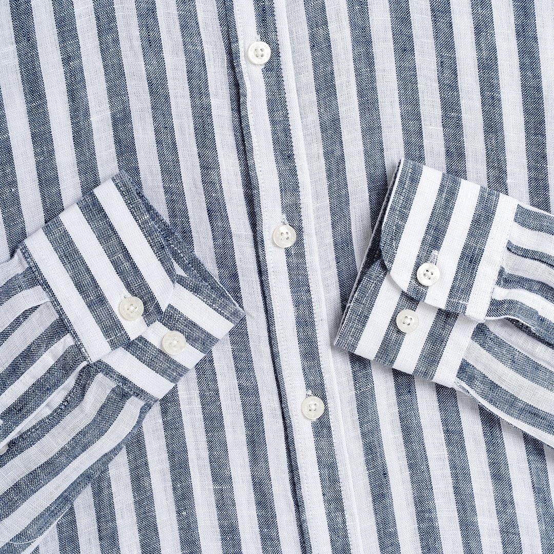 Áo Sơ Mi Premium Linen Trắng Sọc