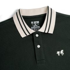 Áo Thun Polo By Cotton Pique 2.0 In Logo Phối Bo - Xanh Rêu