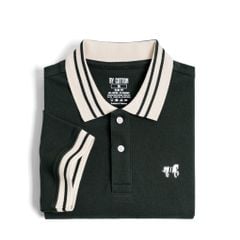 Áo Thun Polo By Cotton Pique 2.0 In Logo Phối Bo - Xanh Rêu