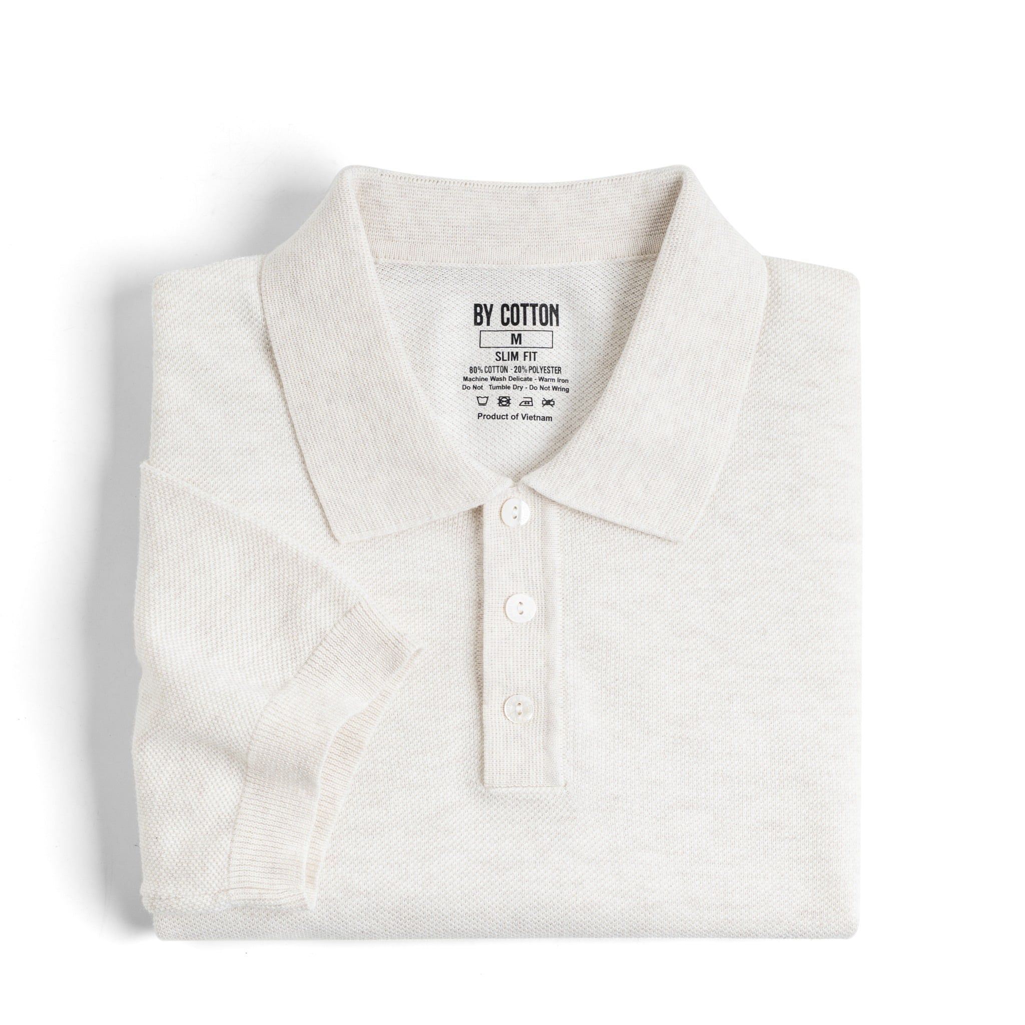 Áo Polo Dệt Kim By Cotton Micro Knit - Kem Nhạt