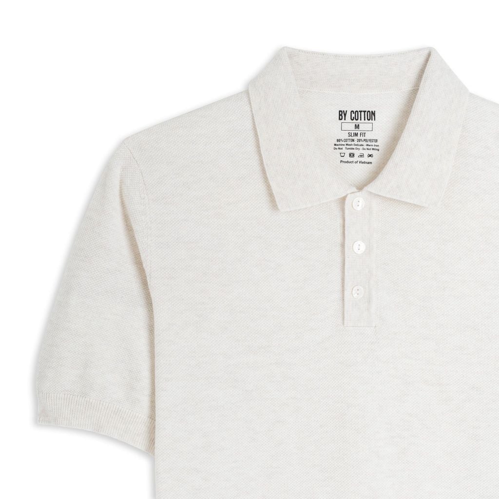 Áo Polo Dệt Kim By Cotton Micro Knit - Kem Nhạt