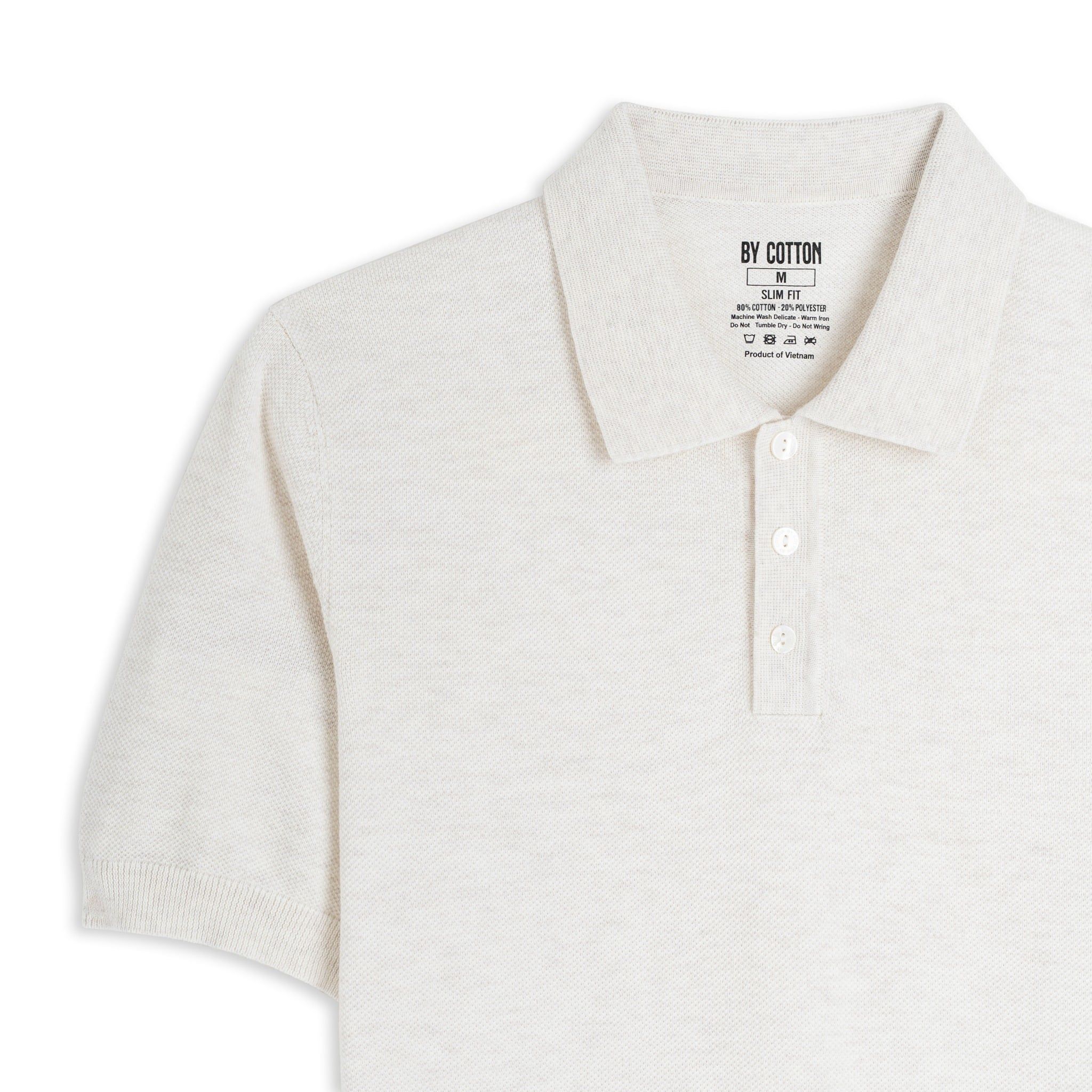Áo Polo Dệt Kim By Cotton Micro Knit - Kem Nhạt