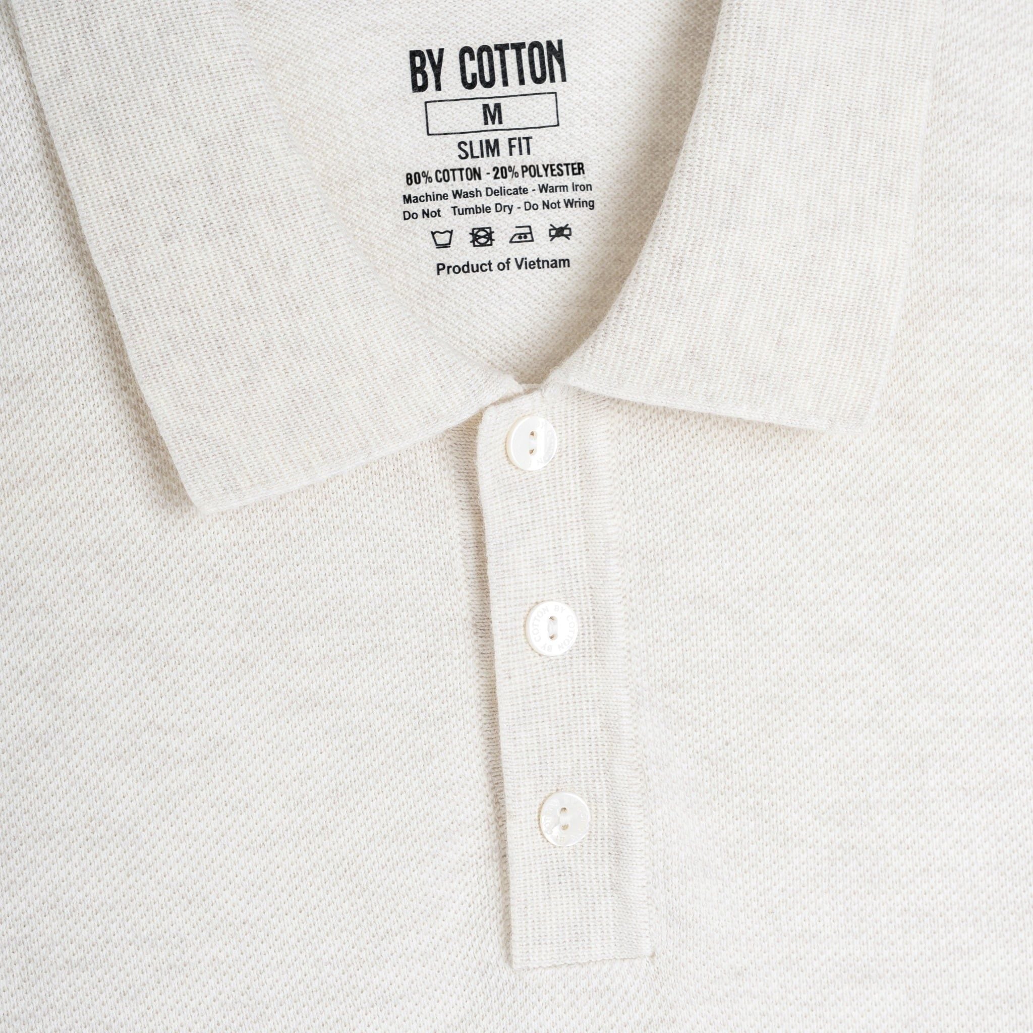 Áo Polo Dệt Kim By Cotton Micro Knit - Kem Nhạt