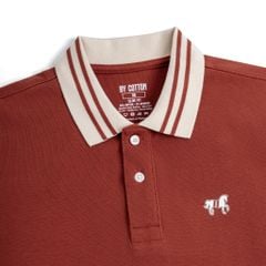 Áo Thun Polo By Cotton Pique 2.0 In Logo Phối Bo - Cam Gạch