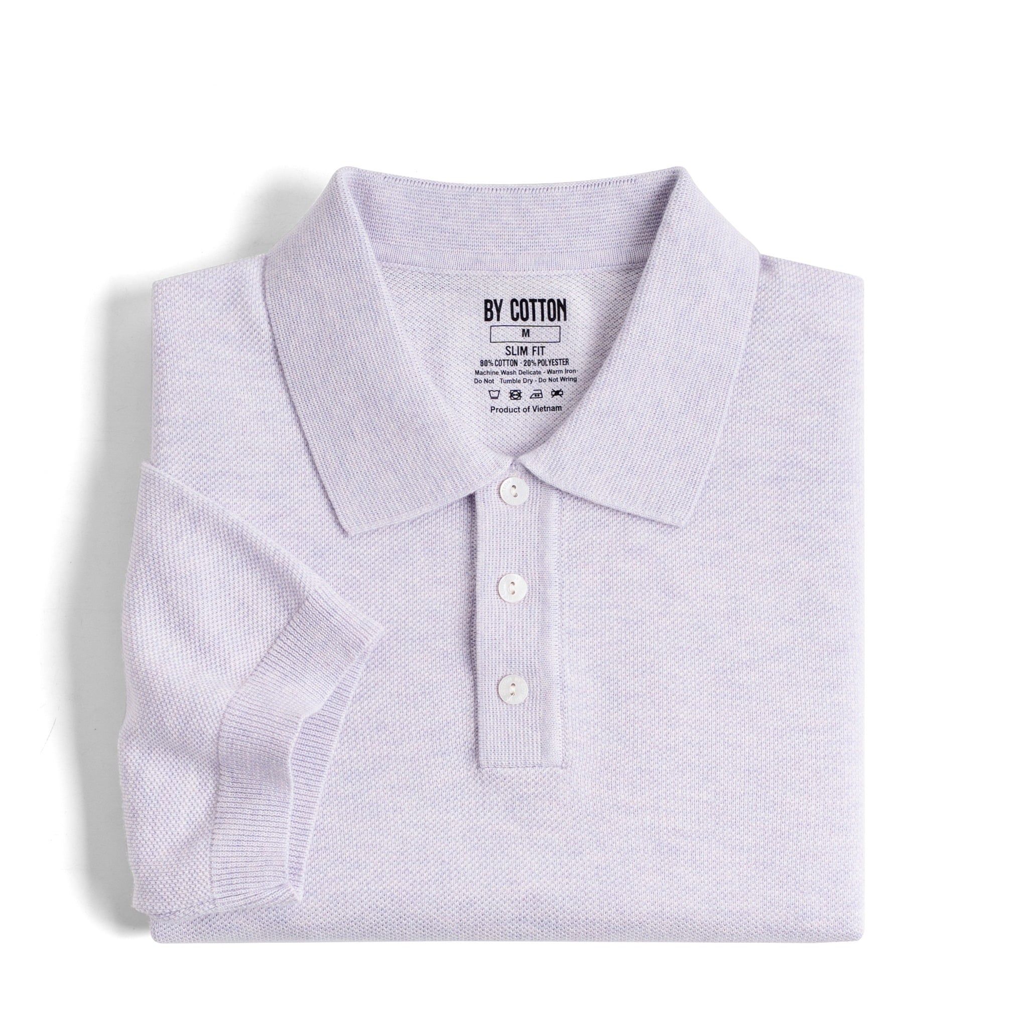 Áo Polo Dệt Kim By Cotton Micro Knit - Tím Nhạt