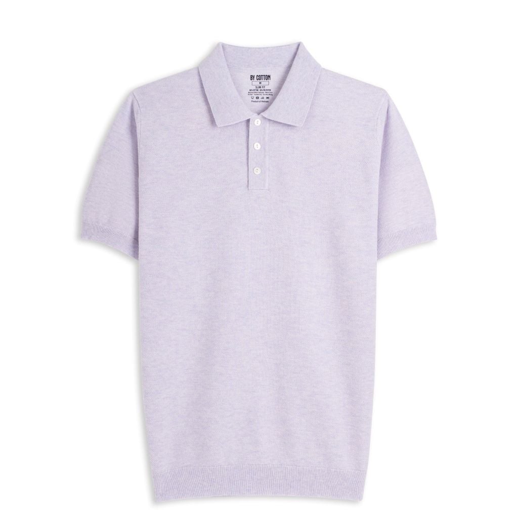 Áo Polo Dệt Kim By Cotton Micro Knit - Tím Nhạt