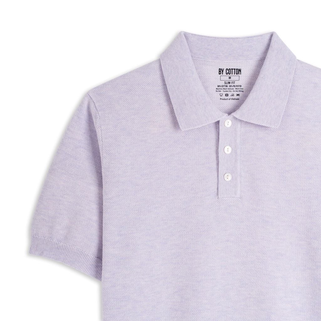 Áo Polo Dệt Kim By Cotton Micro Knit - Tím Nhạt