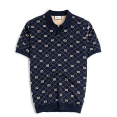 Áo Polo Nam Dệt Kim By Cotton Monogram - Xanh Đen