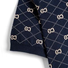 Áo Polo Nam Dệt Kim By Cotton Monogram - Xanh Đen