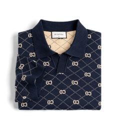 Áo Polo Nam Dệt Kim By Cotton Monogram - Xanh Đen