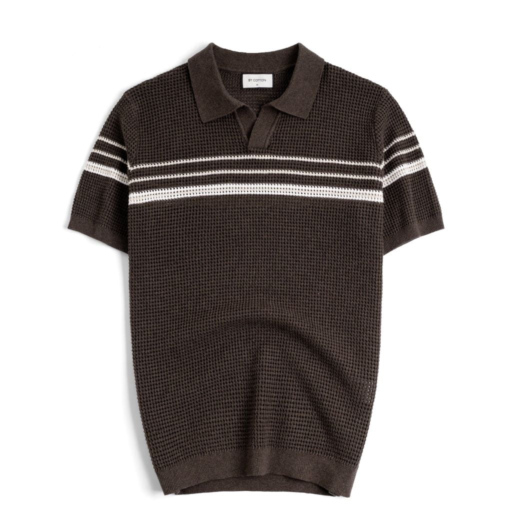 Áo Polo Dệt Kim By Cotton Mesh Sọc Ngực