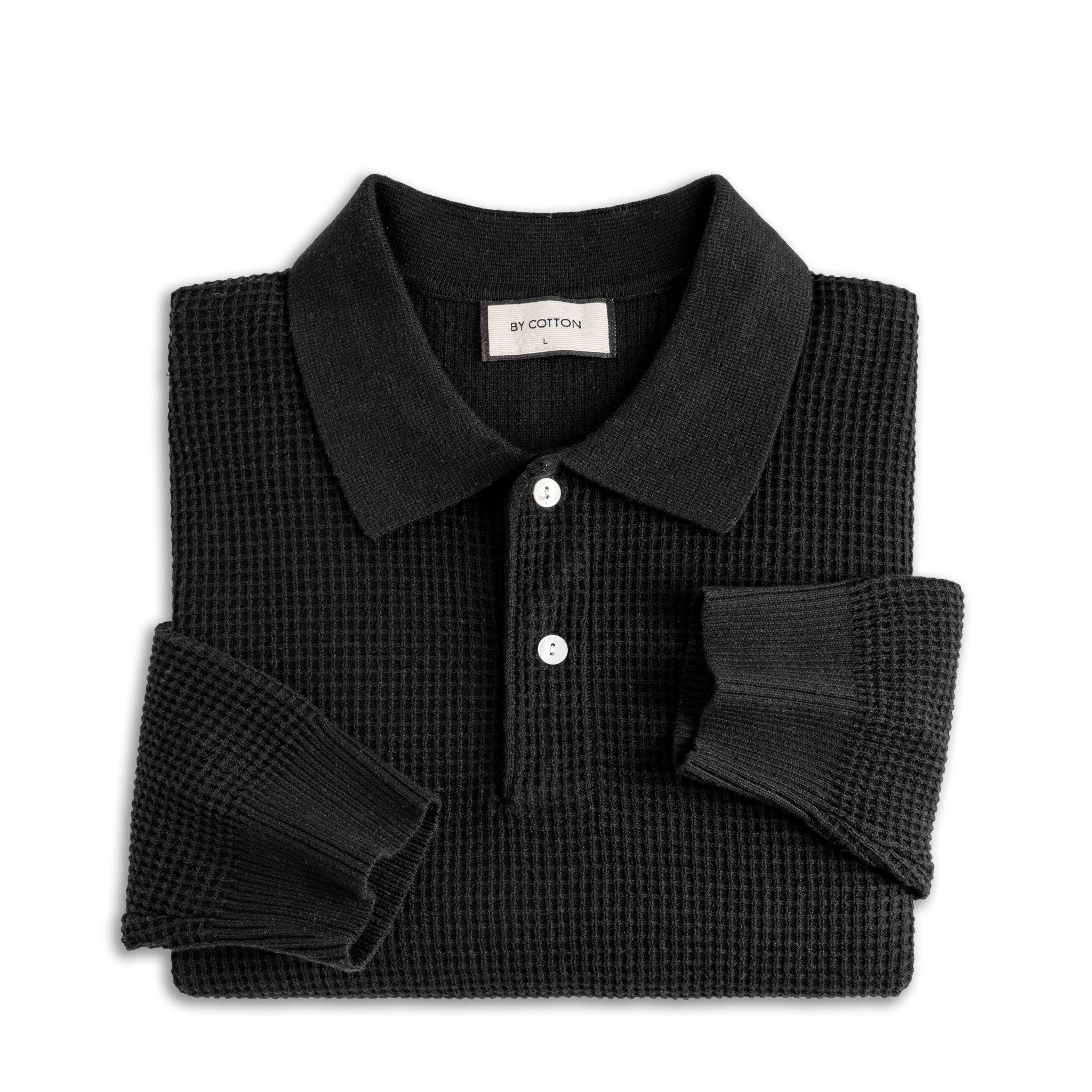 Áo Polo Dệt Kim By Cotton Waffle Tay Dài