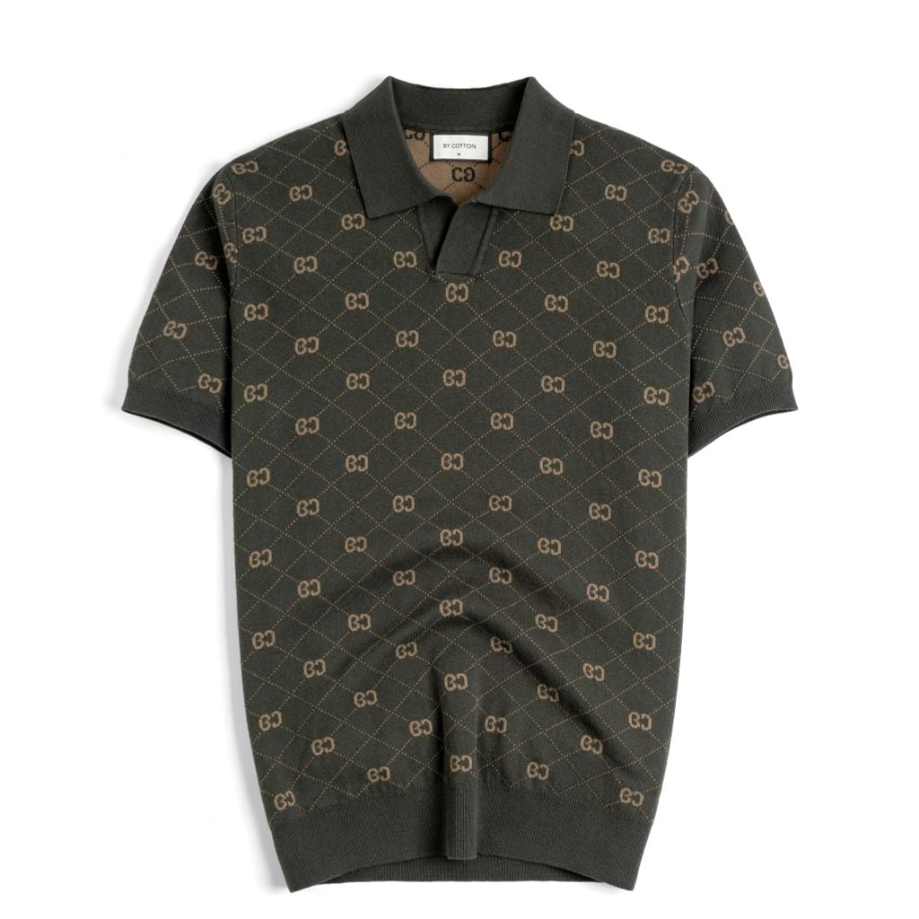Áo Polo Nam Dệt Kim By Cotton Monogram - Xanh Rêu