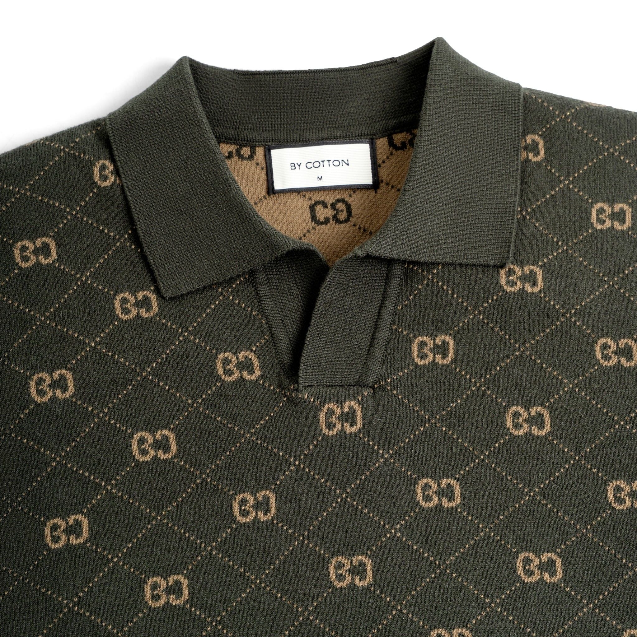 Áo Polo Nam Dệt Kim By Cotton Monogram - Xanh Rêu