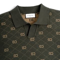 Áo Polo Nam Dệt Kim By Cotton Monogram - Xanh Rêu