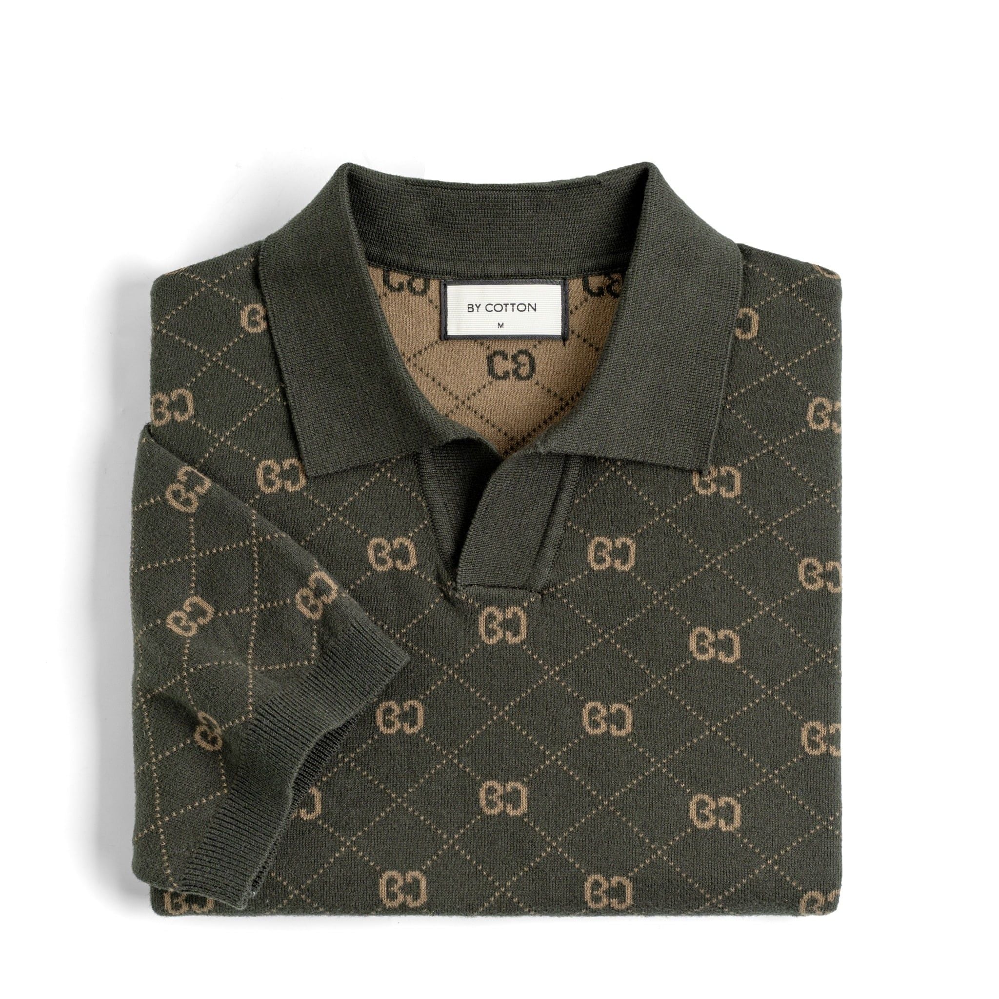 Áo Polo Nam Dệt Kim By Cotton Monogram - Xanh Rêu