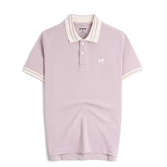 Áo Thun Polo By Cotton Pique 2.0 In Logo Phối Bo- Tím Nhạt