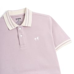 Áo Thun Polo By Cotton Pique 2.0 In Logo Phối Bo- Tím Nhạt
