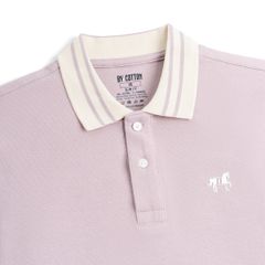 Áo Thun Polo By Cotton Pique 2.0 In Logo Phối Bo- Tím Nhạt