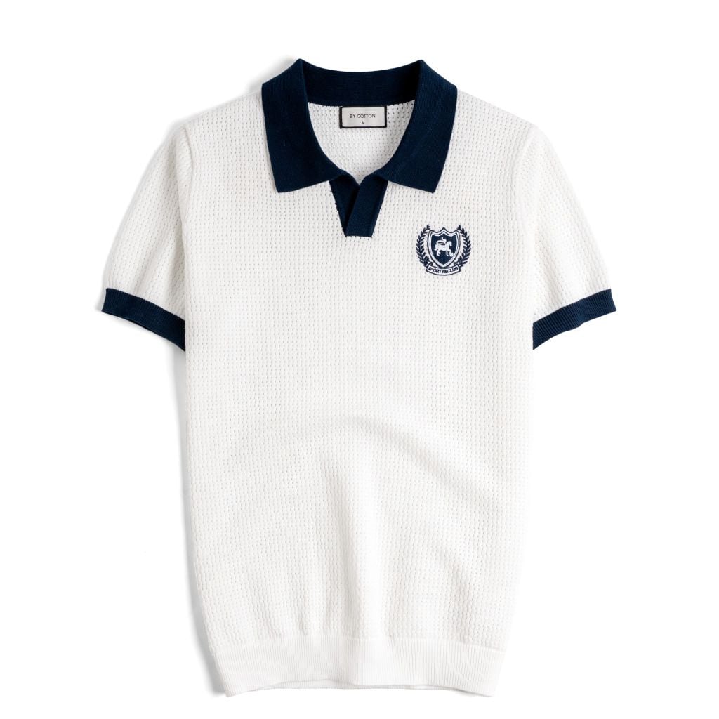 Áo Polo Dệt Kim Mesh Thêu Logo Sporty Club Góc Ngực