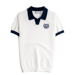 Áo Polo Dệt Kim Mesh Thêu Logo Sporty Club Góc Ngực