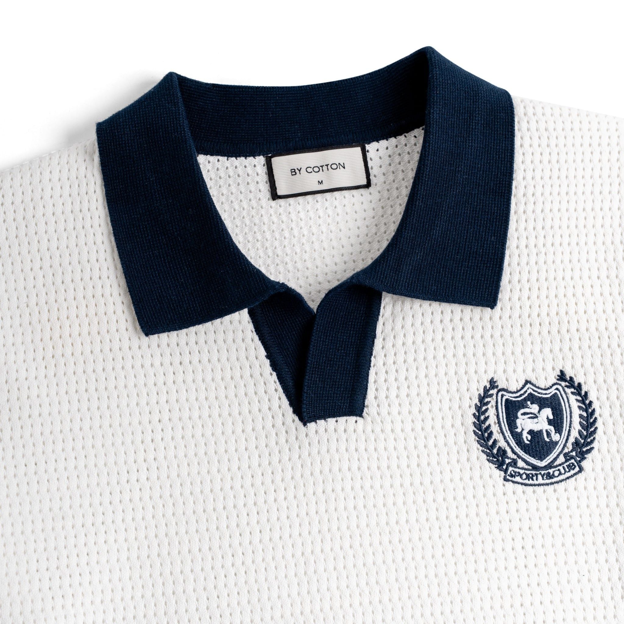 Áo Polo Dệt Kim Mesh Thêu Logo Sporty Club Góc Ngực