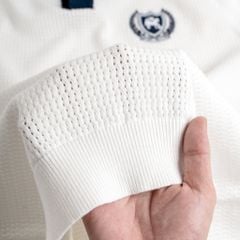 Áo Polo Dệt Kim Mesh Thêu Logo Sporty Club Góc Ngực- Trắng Kem