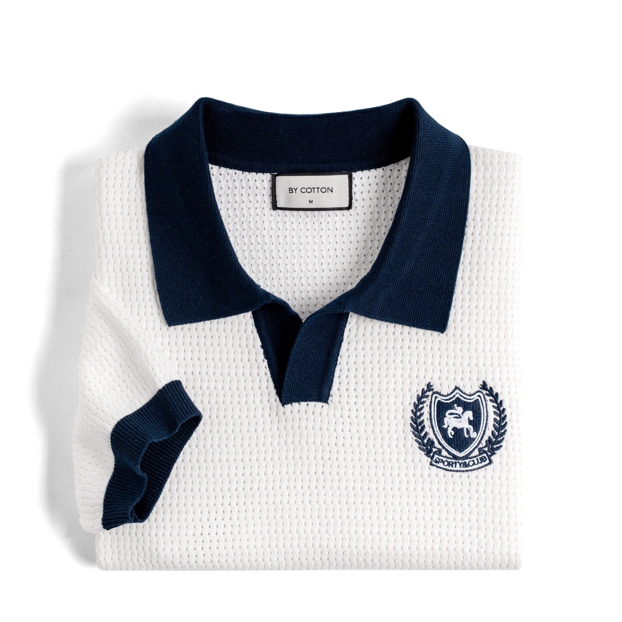 Áo Polo Dệt Kim Mesh Thêu Logo Sporty Club Góc Ngực