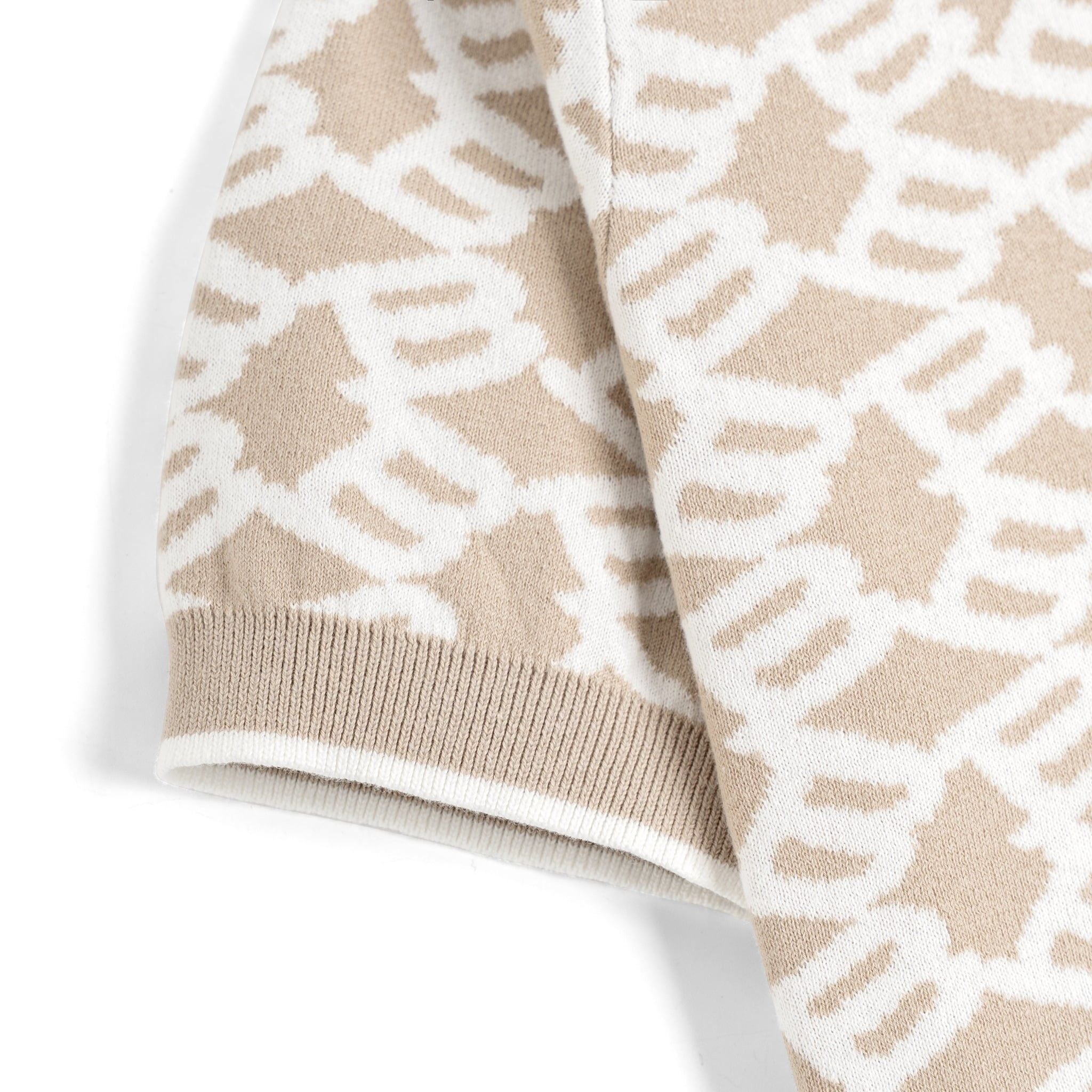 Áo Polo Dệt Kim By Cotton Monogram Phối Bo - Be Nhạt