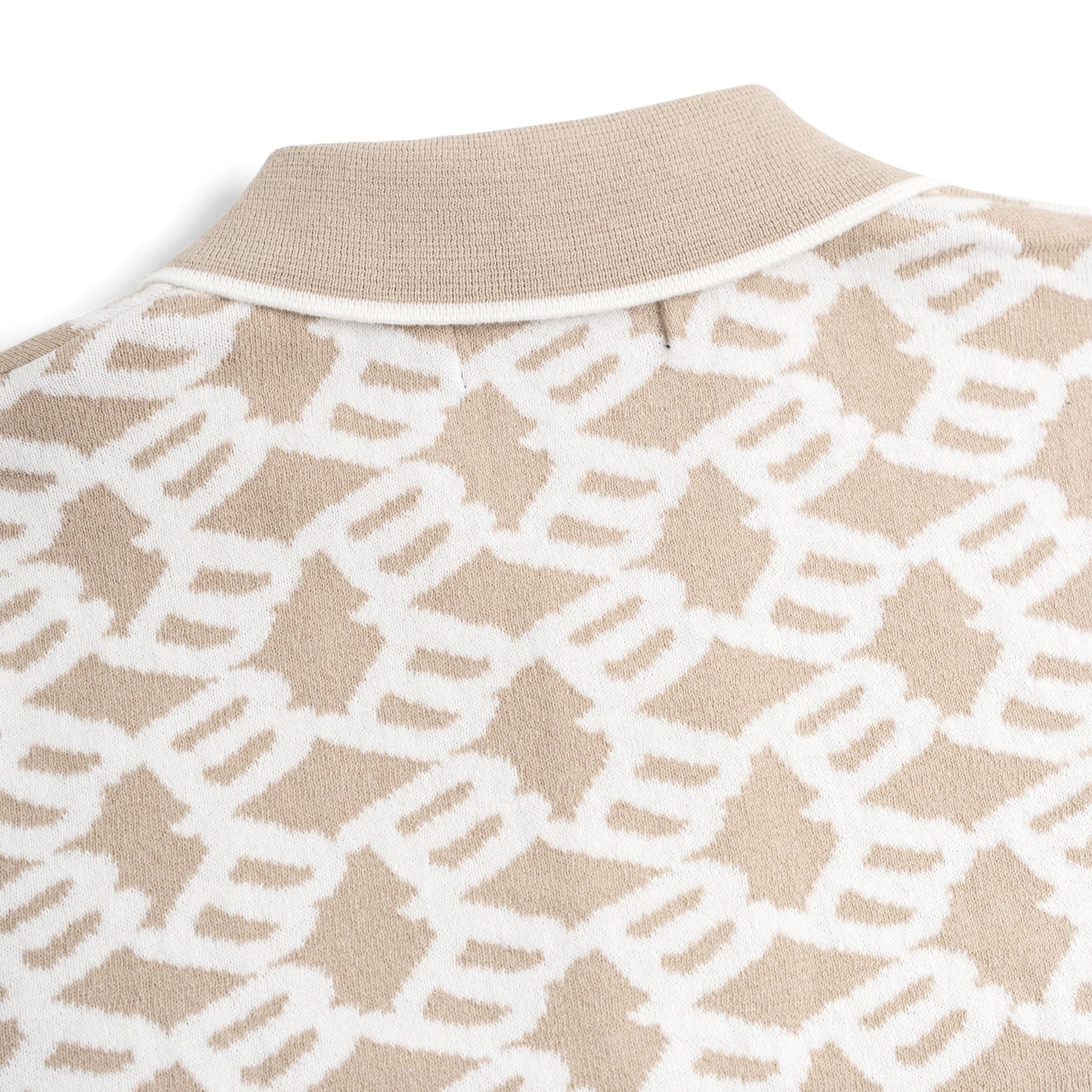 Áo Polo Dệt Kim By Cotton Monogram Phối Bo - Be Nhạt