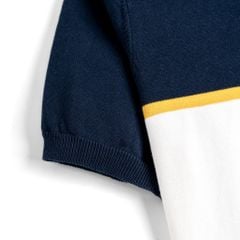 Áo Polo Dệt Kim By Cotton Trắng Phối Xanh Đen