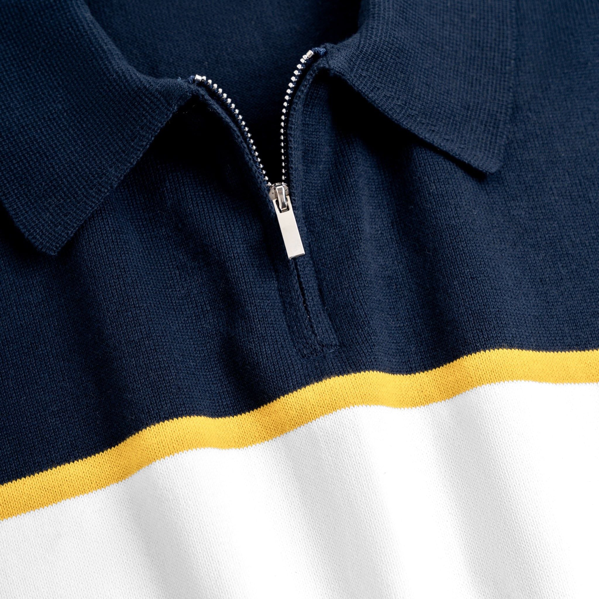 Áo Polo Dệt Kim By Cotton Trắng Phối Xanh Đen