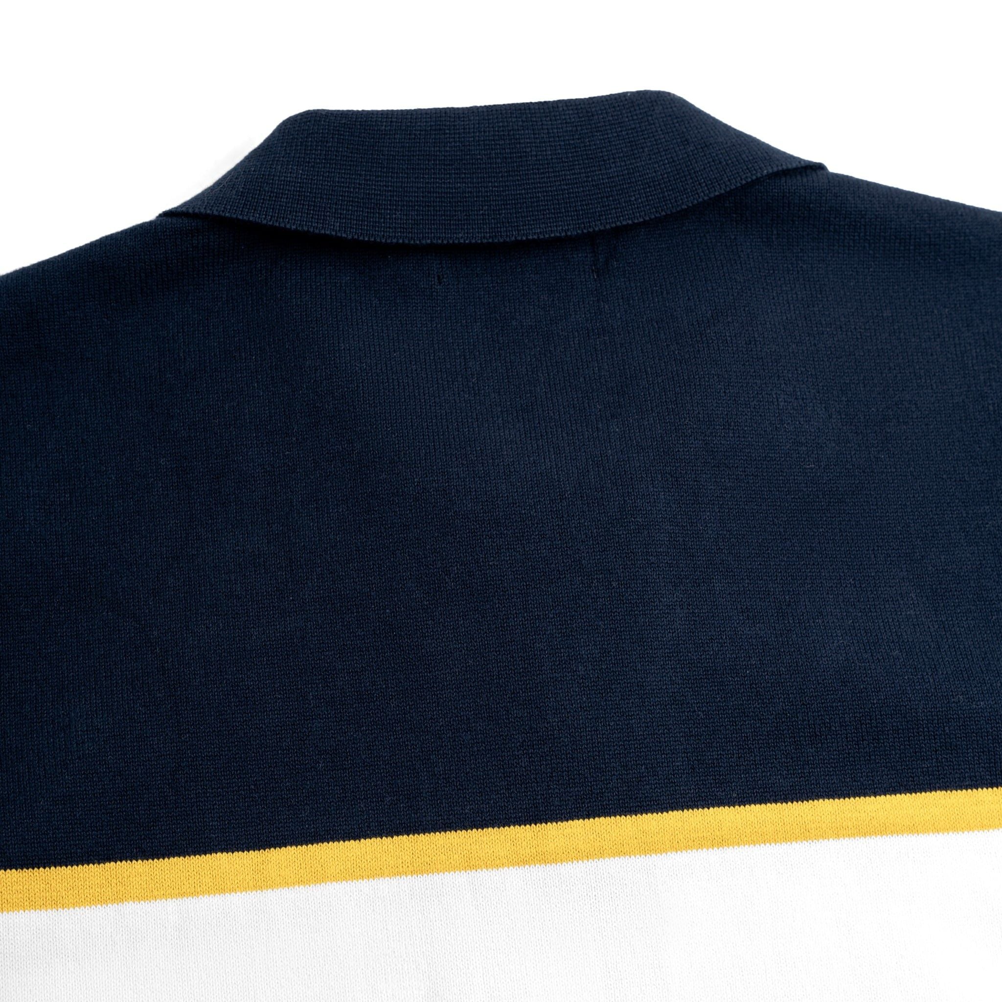 Áo Polo Dệt Kim By Cotton Trắng Phối Xanh Đen