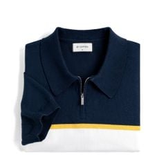 Áo Polo Dệt Kim By Cotton Trắng Phối Xanh Đen