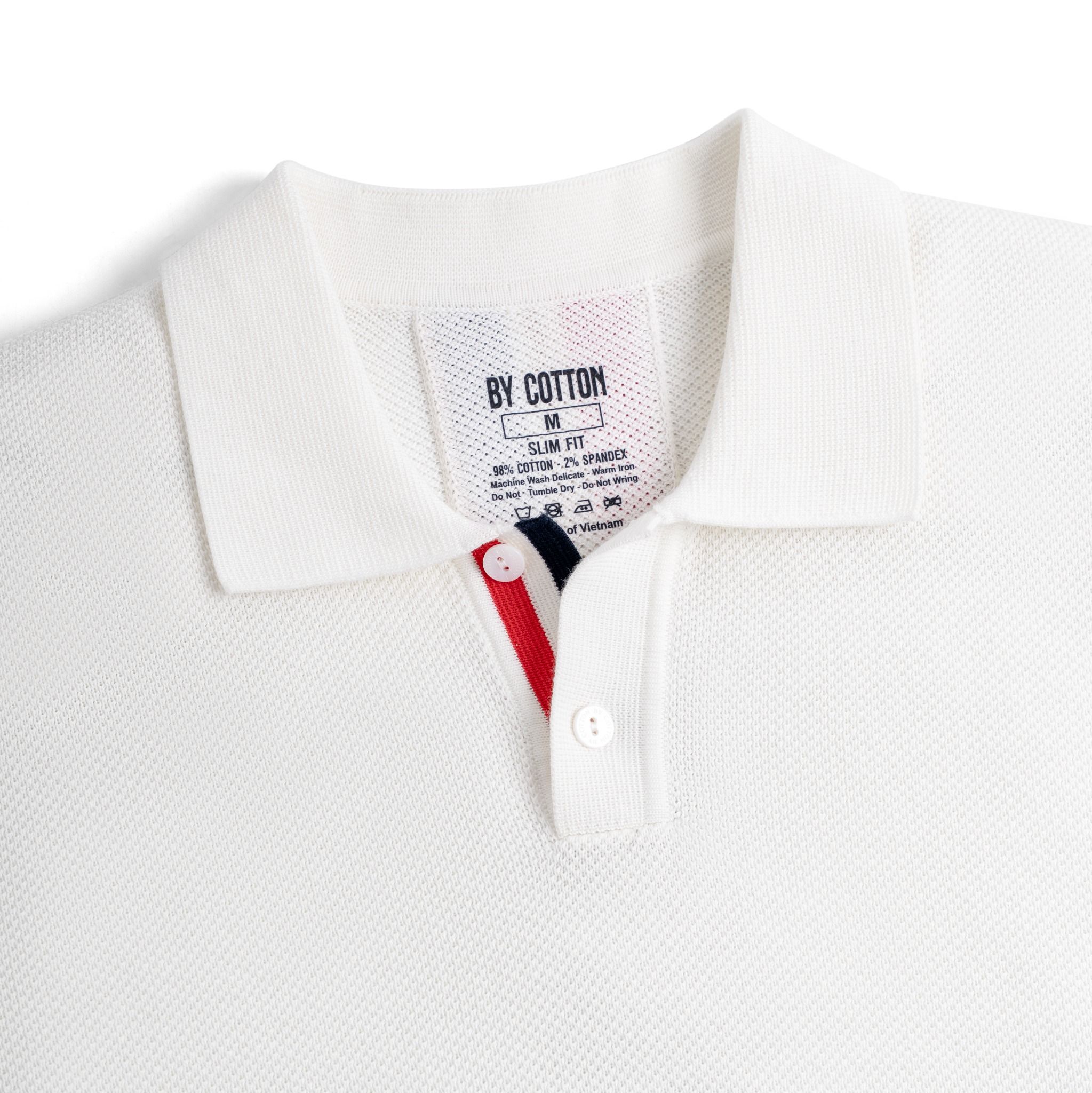 Áo Polo Dệt Kim By Cotton Pima Phối Sọc Lưng - Trắng