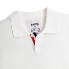 Áo Polo Dệt Kim By Cotton Pima Phối Sọc Lưng - Trắng