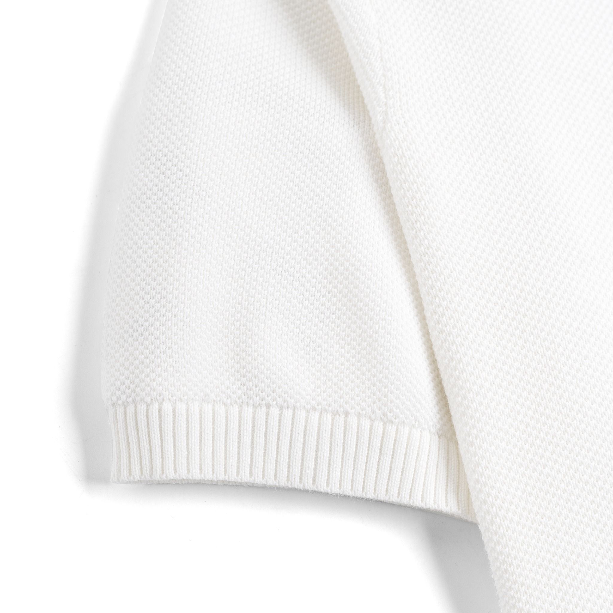 Áo Polo Dệt Kim By Cotton Pima Phối Sọc Lưng - Trắng