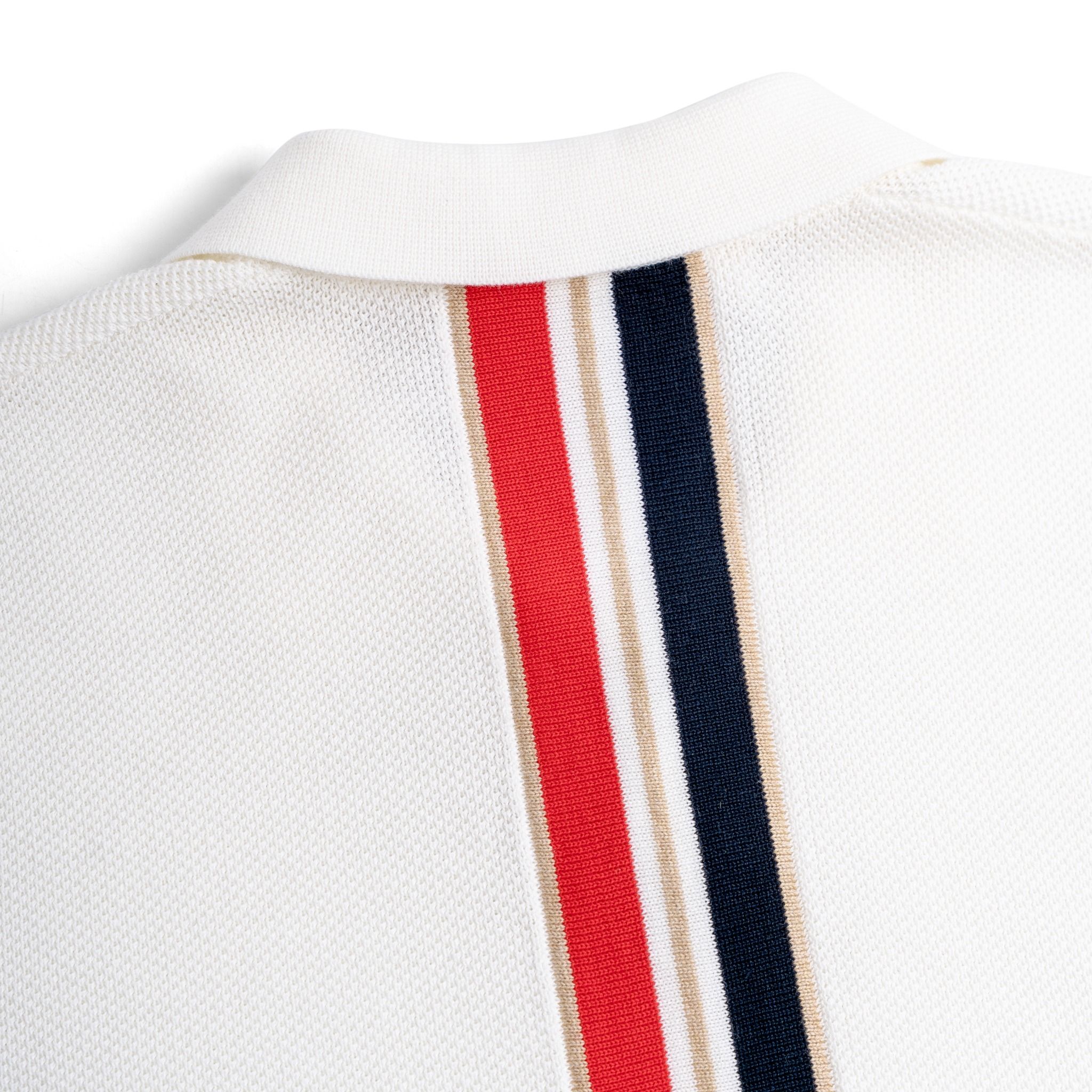 Áo Polo Dệt Kim By Cotton Pima Phối Sọc Lưng - Trắng