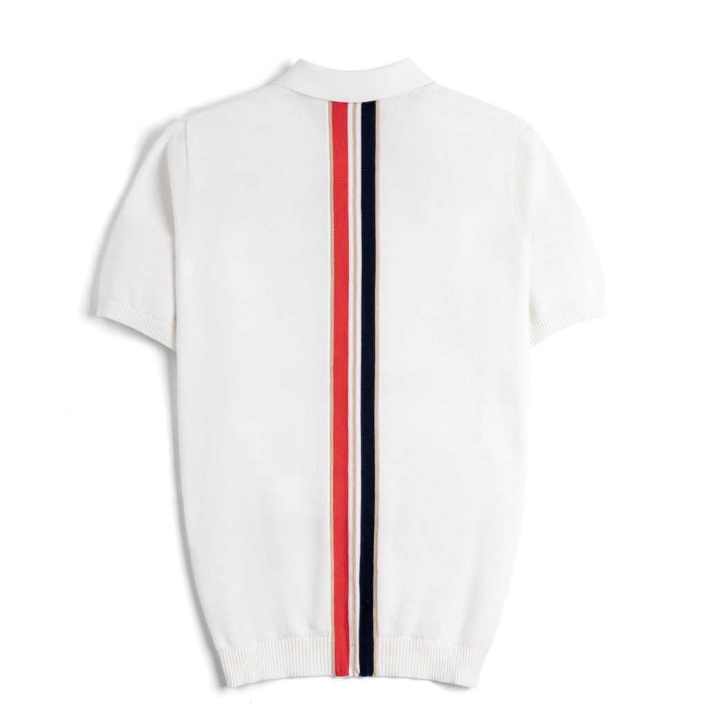 Áo Polo Dệt Kim By Cotton Pima Phối Sọc Lưng - Trắng