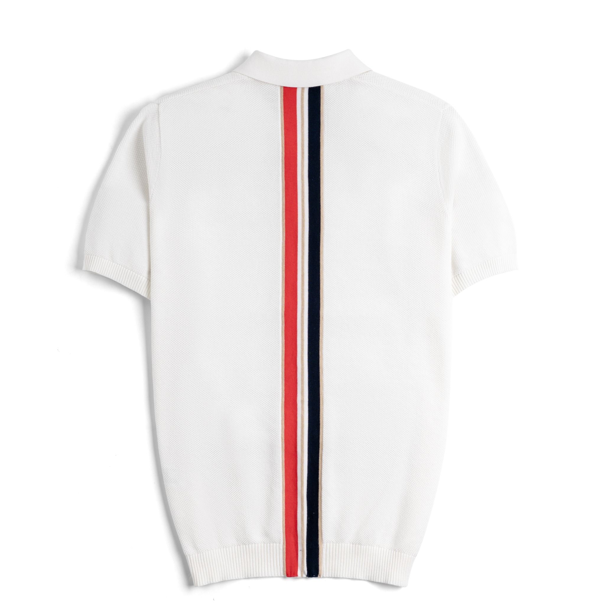 Áo Polo Dệt Kim By Cotton Pima Phối Sọc Lưng - Trắng