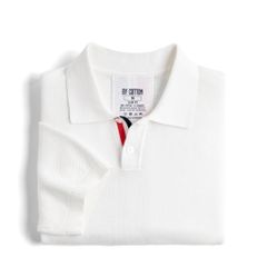Áo Polo Dệt Kim By Cotton Pima Phối Sọc Lưng - Trắng