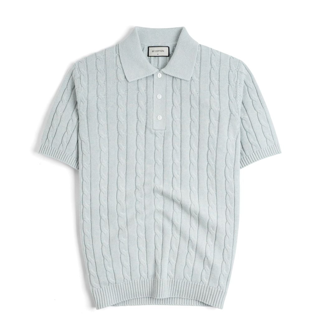 Áo Polo Dệt Kim Premium Twist- Xanh Nhạt