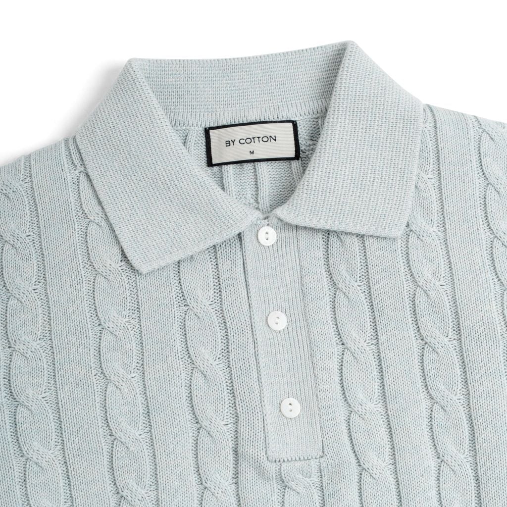 Áo Polo Dệt Kim Premium Twist- Xanh Nhạt