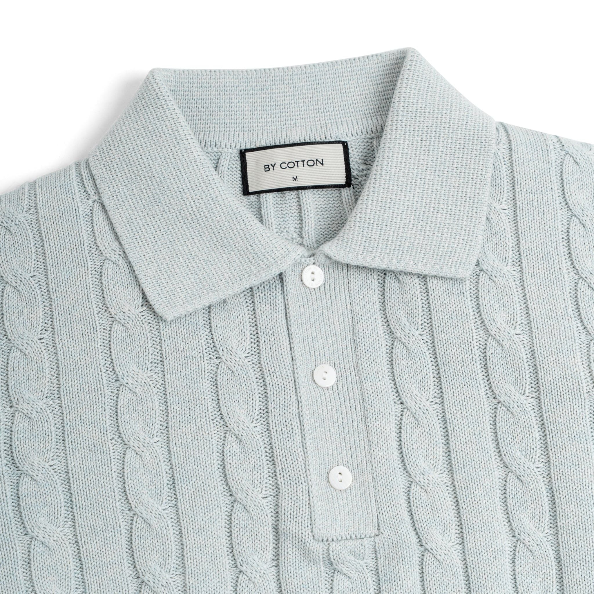 Áo Polo Dệt Kim Premium Twist- Xanh Nhạt