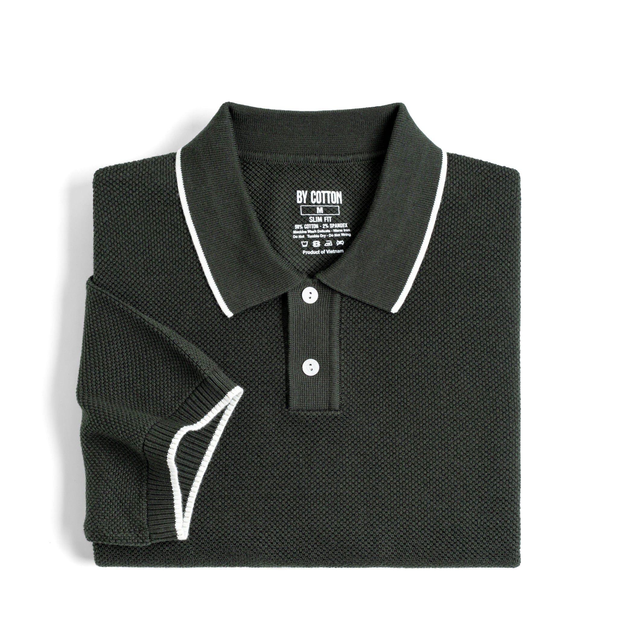 Áo Polo Dệt Kim By Cotton Melange Xanh Ô Liu SS2