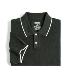 Áo Polo Dệt Kim By Cotton Melange Xanh Ô Liu SS2