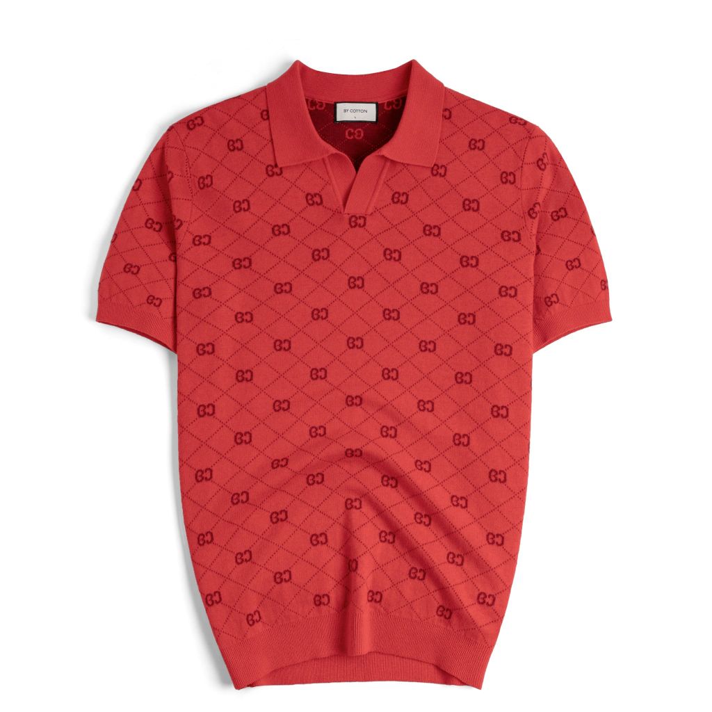 Áo Polo Nam Dệt Kim By Cotton Monogram - Đỏ