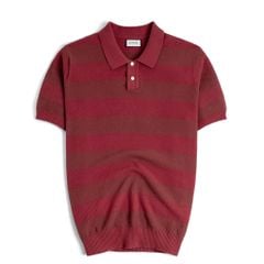 Áo Polo Dệt Kim By Cotton SS2 Sọc - Đỏ Đô