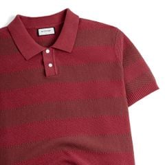 Áo Polo Dệt Kim By Cotton SS2 Sọc - Đỏ Đô