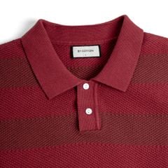 Áo Polo Dệt Kim By Cotton SS2 Sọc - Đỏ Đô